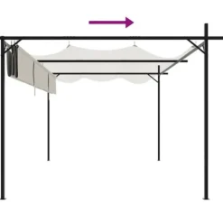 The Living Store pergola med sammenrulleligt tag 395x292x230 cm cremefarvet - Festtelte & havepavilloner