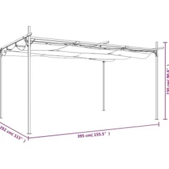 The Living Store pergola med sammenrulleligt tag 395x292x230 cm cremefarvet - Festtelte & havepavilloner