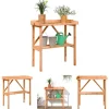The Living Store plantebord med hylde 78x38x82,5 cm massivt grantræ brun - Planteborde