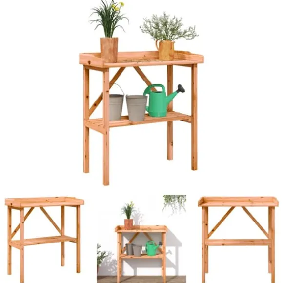 The Living Store plantebord med hylde 78x38x82,5 cm massivt grantræ brun - Planteborde