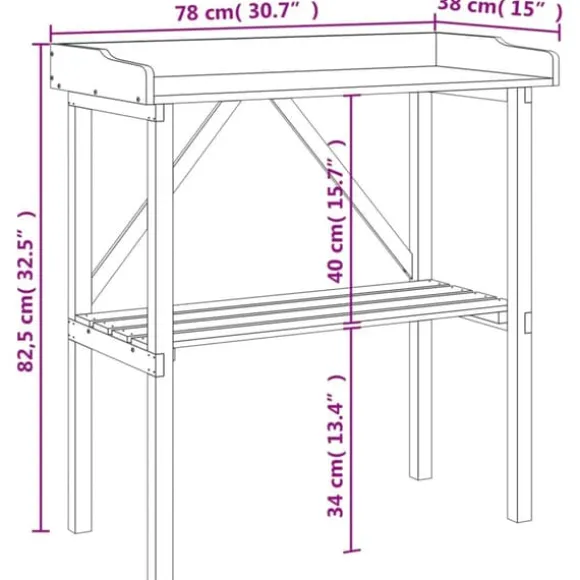 The Living Store plantebord med hylde 78x38x82,5 cm massivt grantræ brun - Planteborde