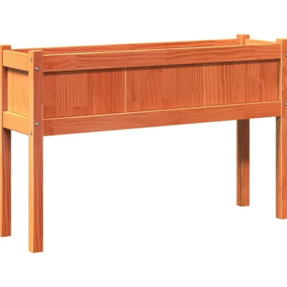 The Living Store plantekasse med ben 110x31x70 cm massivt fyrretræ gyldenbrun - Plantekrukker