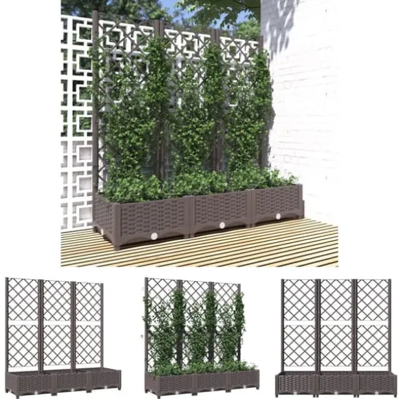The Living Store plantekasse med espalier 120x40x121,5 cm PP brun - Plantekrukker