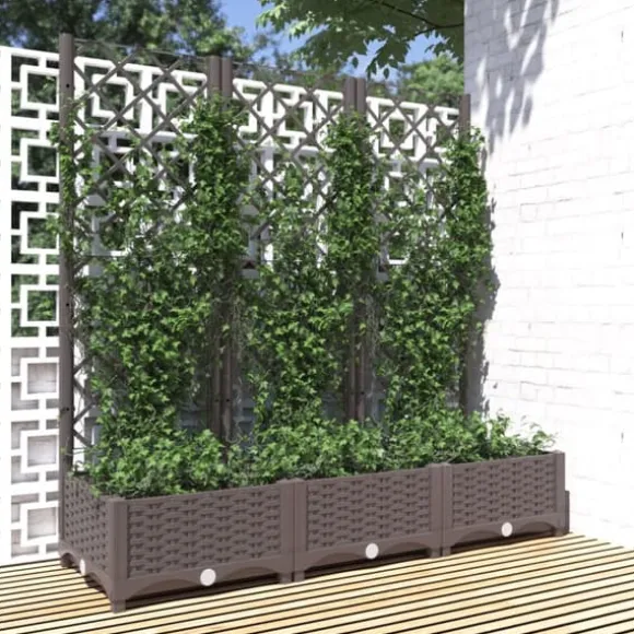The Living Store plantekasse med espalier 120x40x121,5 cm PP brun - Plantekrukker