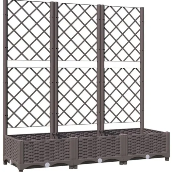 The Living Store plantekasse med espalier 120x40x121,5 cm PP brun - Plantekrukker