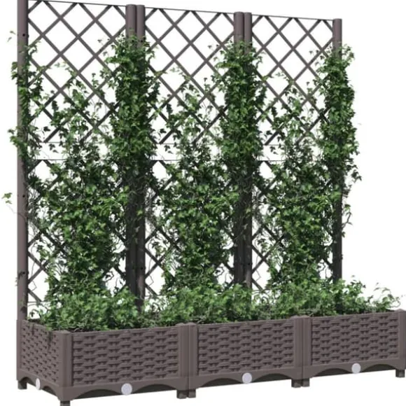 The Living Store plantekasse med espalier 120x40x121,5 cm PP brun - Plantekrukker