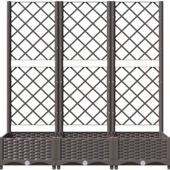 The Living Store plantekasse med espalier 120x40x121,5 cm PP brun - Plantekrukker
