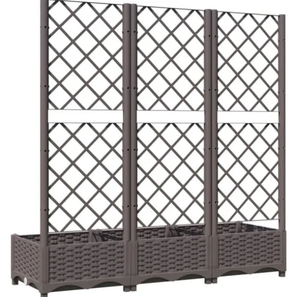 The Living Store plantekasse med espalier 120x40x121,5 cm PP brun - Plantekrukker