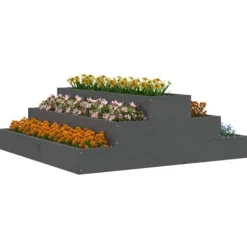 The Living Store plantekasse 80x80x27 cm massivt fyrretræ grå - Plantekrukker