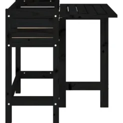 The Living Store plantekasse med foldbar bordplade massivt fyrretræ sort - Plantekrukker