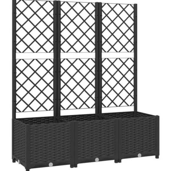 The Living Store plantekasse med espalier 120x40x136 cm PP sort - Plantekrukker