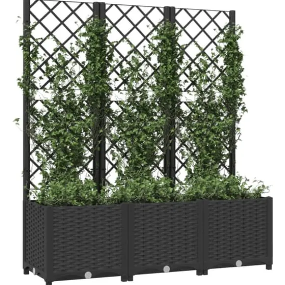 The Living Store plantekasse med espalier 120x40x136 cm PP sort - Plantekrukker