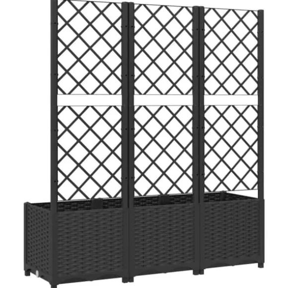 The Living Store plantekasse med espalier 120x40x136 cm PP sort - Plantekrukker
