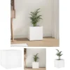 The Living Store plantekasse 40x40x40 cm konstrueret træ hvid - Plantekrukker