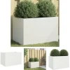 The Living Store plantekasse 62x40x39 cm koldvalset stål hvid - Plantekrukker