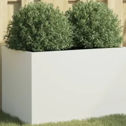 The Living Store plantekasse 62x40x39 cm koldvalset stål hvid - Plantekrukker