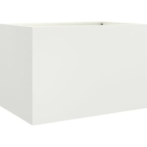 The Living Store plantekasse 62x40x39 cm koldvalset stål hvid - Plantekrukker