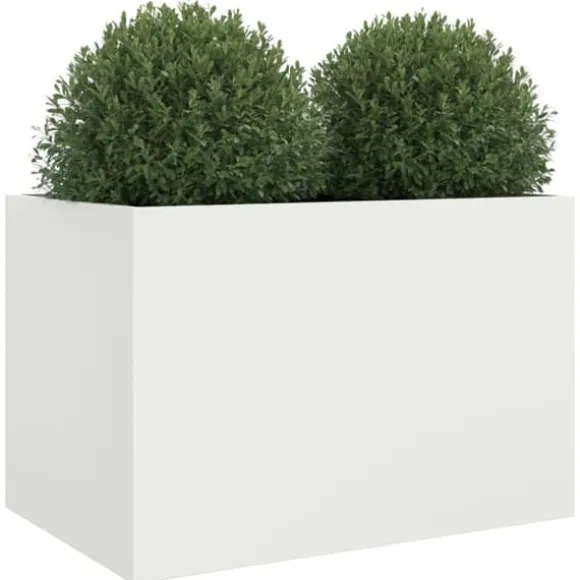 The Living Store plantekasse 62x40x39 cm koldvalset stål hvid - Plantekrukker