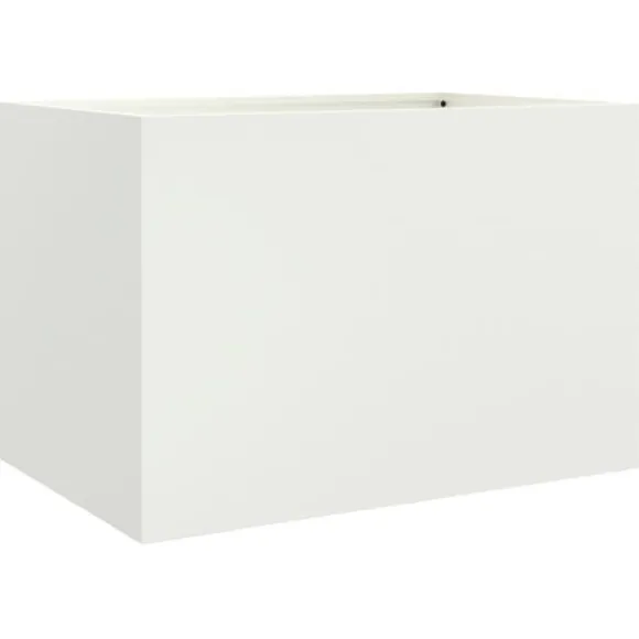 The Living Store plantekasse 62x40x39 cm koldvalset stål hvid - Plantekrukker
