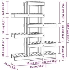 The Living Store plantestativ 85x25x109,5 cm massivt fyrretræ grå - Planteborde