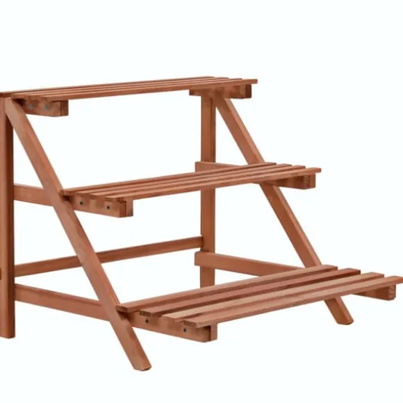 The Living Store plantestativ i 3 niveauer cedertræ 48 x 45 x 40 cm - Planteborde