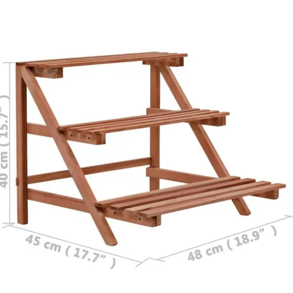 The Living Store plantestativ i 3 niveauer cedertræ 48 x 45 x 40 cm - Planteborde