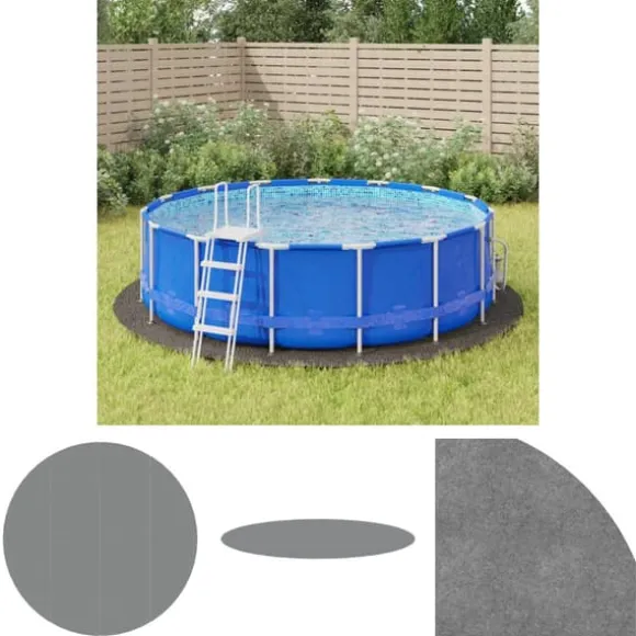 The Living Store poolunderlag Ø428 cm polyester-geotekstil lysegrå - Poolovertræk