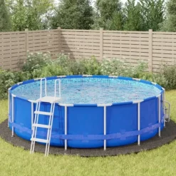 The Living Store poolunderlag Ø550 cm polyester-geotekstil lysegrå - Poolovertræk