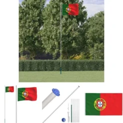 The Living Store Portugal flag og flagstang 6,23 m aluminium - Flag & vimpler