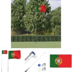 The Living Store Portugal flag og flagstang 5,55 m aluminium - Flag & vimpler