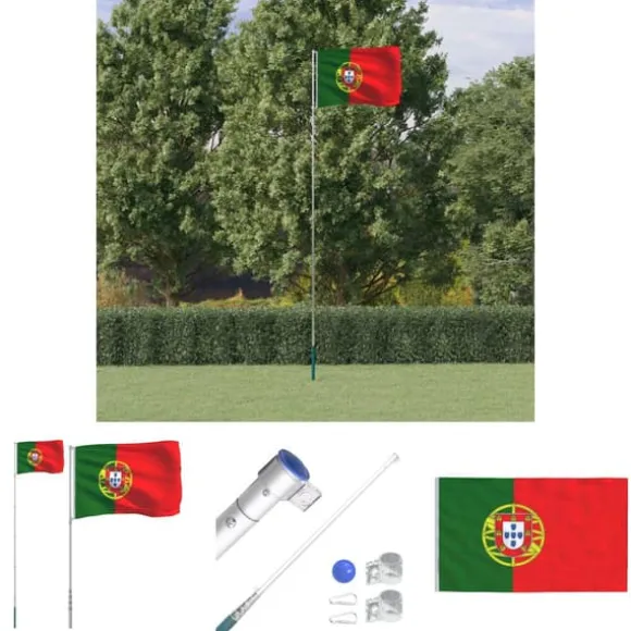 The Living Store Portugal flag og flagstang 5,55 m aluminium - Flag & vimpler