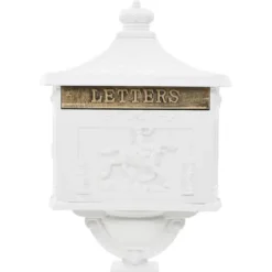 The Living Store postkasse med piedestal aluminium vintagestil rustbestandig hvid - Postkasser