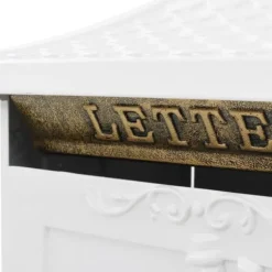 The Living Store postkasse med piedestal aluminium vintagestil rustbestandig hvid - Postkasser
