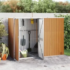 The Living Store redskabsskur til haven 225x89x161 cm galvaniseret stål brun - Skure & Redskabsskure