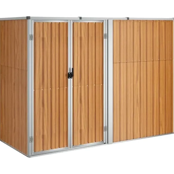 The Living Store redskabsskur til haven 225x89x161 cm galvaniseret stål brun - Skure & Redskabsskure