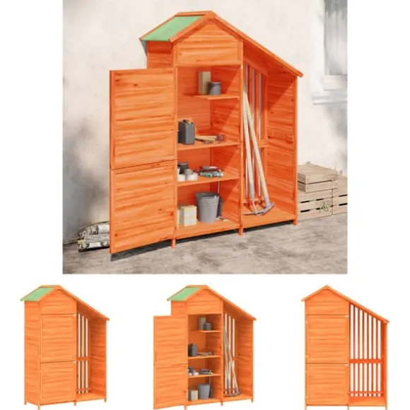 The Living Store redskabsskur til haven 120x53,5x170 cm massivt fyrretræ brun - Skure & Redskabsskure