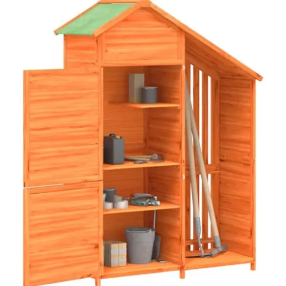 The Living Store redskabsskur til haven 120x53,5x170 cm massivt fyrretræ brun - Skure & Redskabsskure