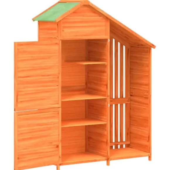 The Living Store redskabsskur til haven 120x53,5x170 cm massivt fyrretræ brun - Skure & Redskabsskure