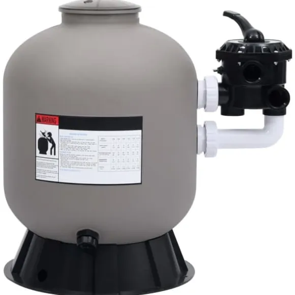 The Living Store sandfilter til pool med sidemontering 6-vejsventil grå - Pool & spa – filtre