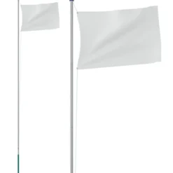 The Living Store sektionsinddelt flagstang 6,23 m aluminium sølvfarvet - Flag & vimpler