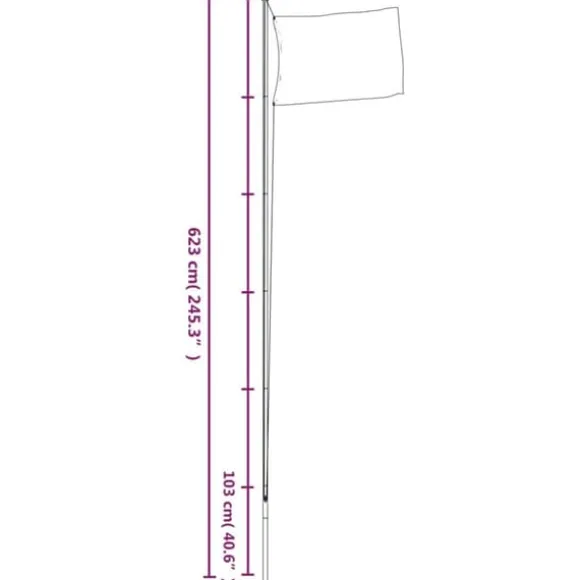 The Living Store sektionsinddelt flagstang 6,23 m aluminium sølvfarvet - Flag & vimpler