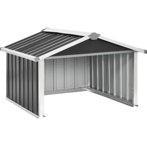 The Living Store skur til robotplæneklipper 92x97x63 cm galvaniseret stål grå - Skure & Redskabsskure