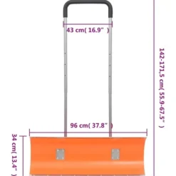 The Living Store sneskovl med udvideligt håndtag 96 cm stålblad orange - Sneskovle