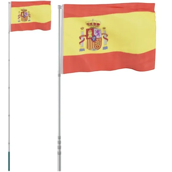The Living Store Spanien flag og flagstang 5,55 m aluminium - Flag & vimpler