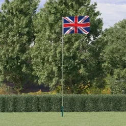 The Living Store Storbritannien flag og flagstang 5,55 m aluminium - Flag & vimpler