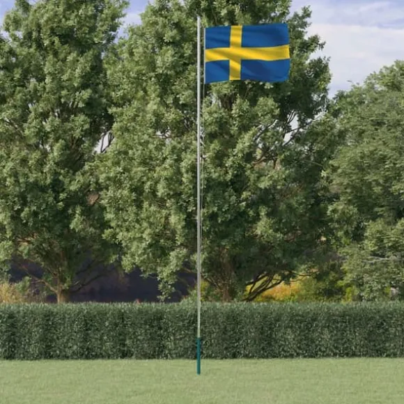 The Living Store Sverige flag og flagstang 6,23 m aluminium - Flag & vimpler