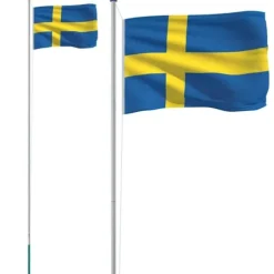 The Living Store Sverige flag og flagstang 6,23 m aluminium - Flag & vimpler