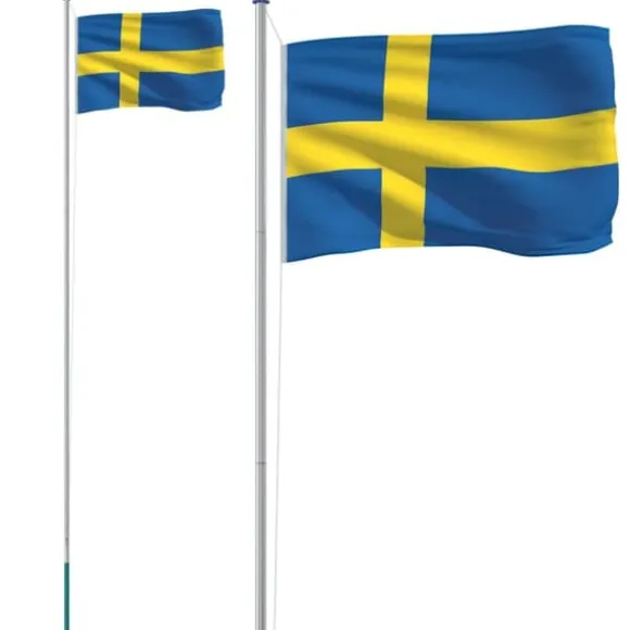 The Living Store Sverige flag og flagstang 6,23 m aluminium - Flag & vimpler