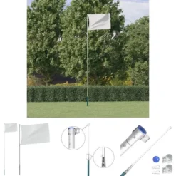 The Living Store teleskopflagstang 5,5 m aluminium sølvfarvet - Flag & vimpler
