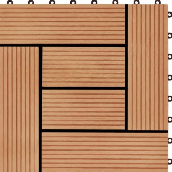 The Living Store terrassefliser 22 stk. 30 x 30 cm 2 m2 WPC teakfarve - Gulve